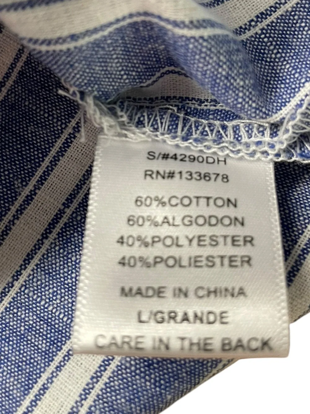 Love Tree Blue White Striped Lace-Up Tunic Dress Sz L Lightweight Cotton Blend